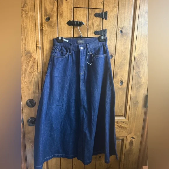 Favorite Daughter Winona Dark Indigo long Denim Skirt sz. 26 - Picture 4 of 7
